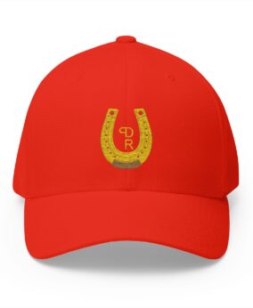 Embroidered Gold Horseshoe Cap — Lucky Charm Baseball Hat with American Flag Back